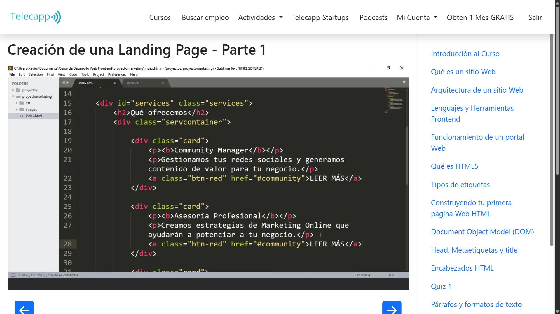 Curso de Desarrollo Web Frontend